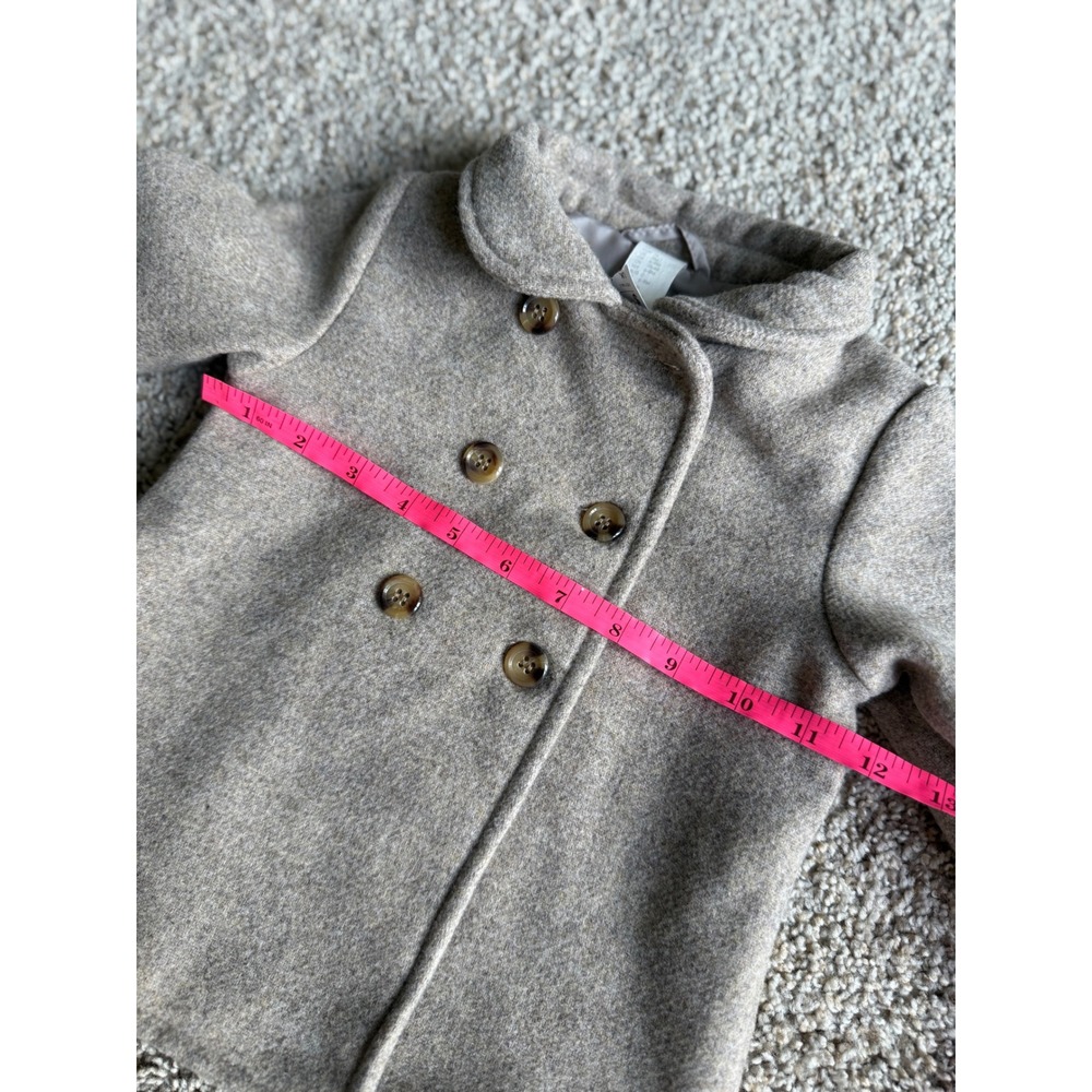 H&M Baby girl Pea Coat Wool Blend Double Breasted Jacket Beige 9 months NEW - Picture 6 of 8